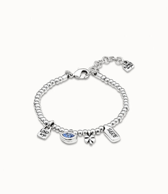 Pulsera bañada en plata de ley y cristal .