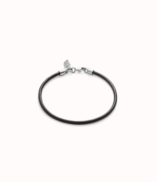 Pulsera de cuero cierre bañado en plata de ley.