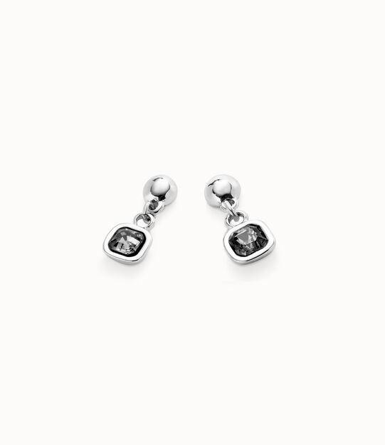 Boucles d’oreille plaquées argent avec cristal noir, Argent Boucles d’oreille plaquées argent avec cristal noir