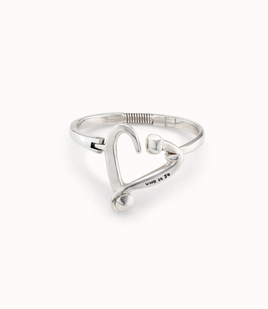 Bangle bracelet with nailed heart