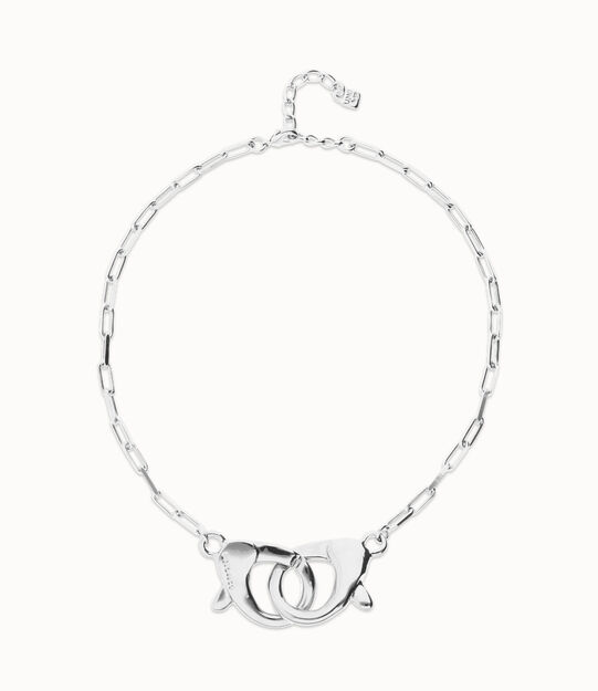 Collana argentata con grande moschettone ad incastro