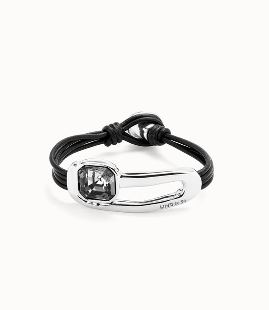 Leather bracelet with a black crystal