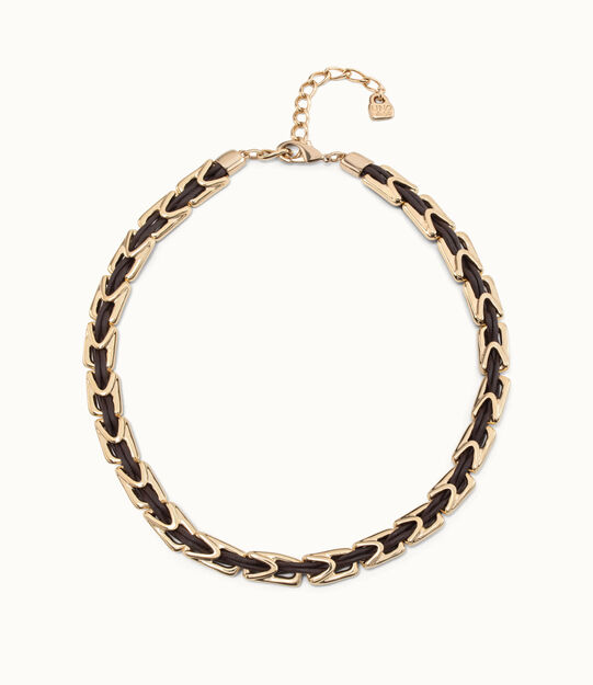 Short leather necklace with links