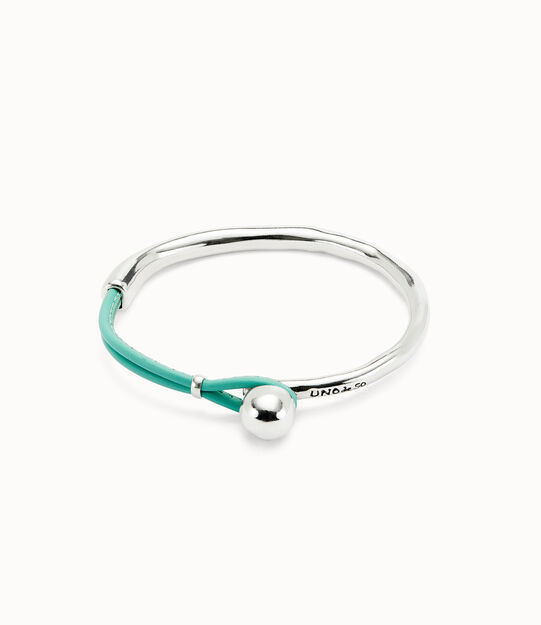 Bangle bracelet with turquoise leather