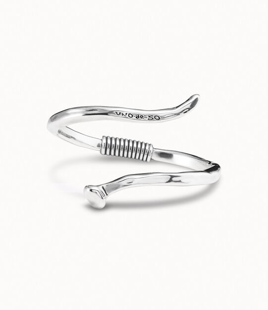 Bangle bracelet with a spiral-shaped nail