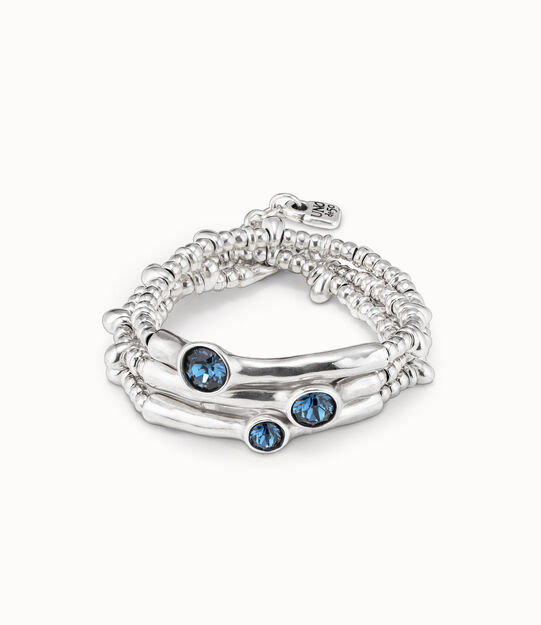 Triple beaded bracelet with blue crystals