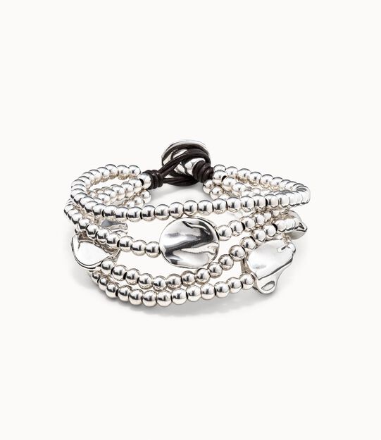 Three strand leather beaded bracelet