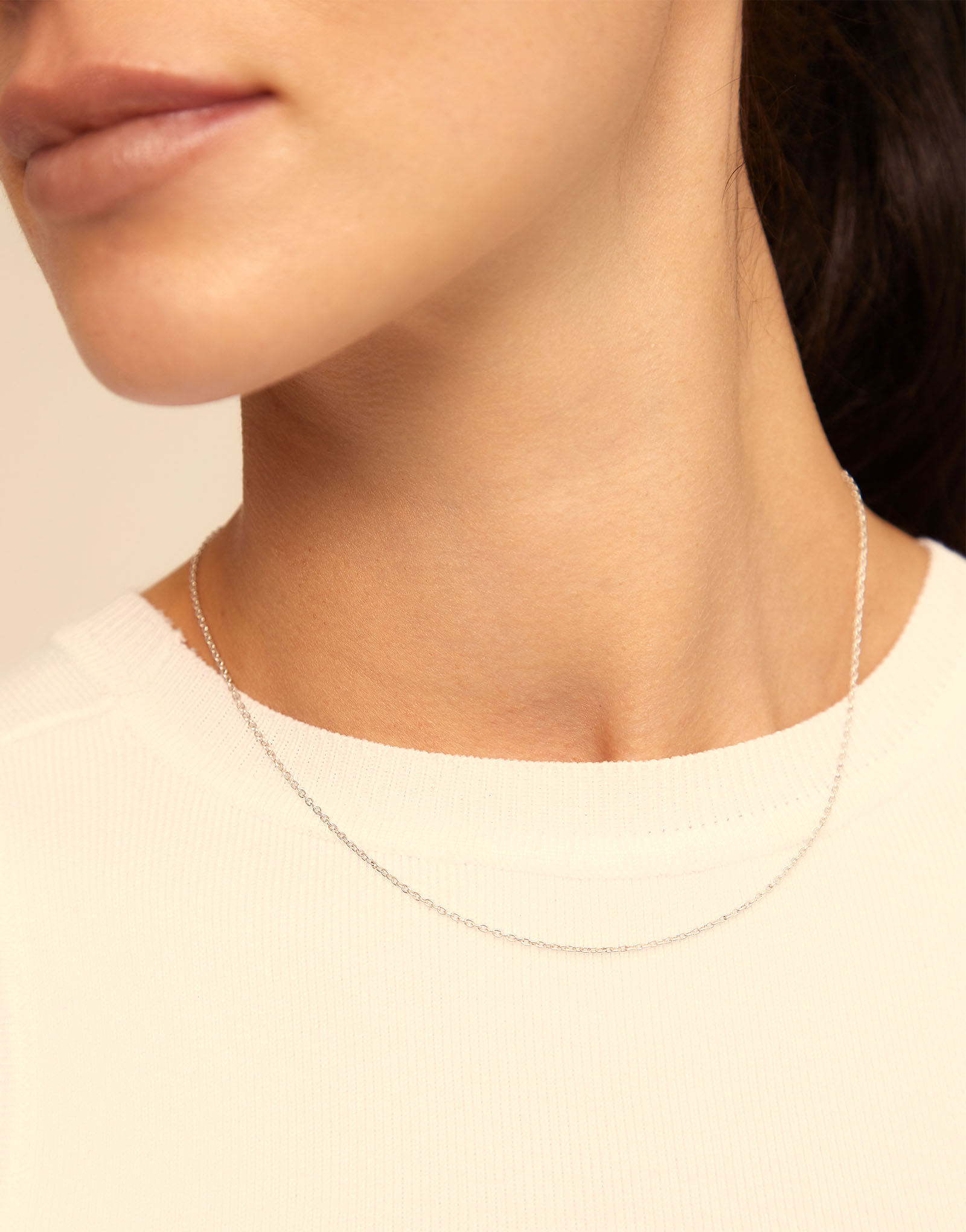 Collar corto bañado en plata de ley, Plateado, large thumbnail