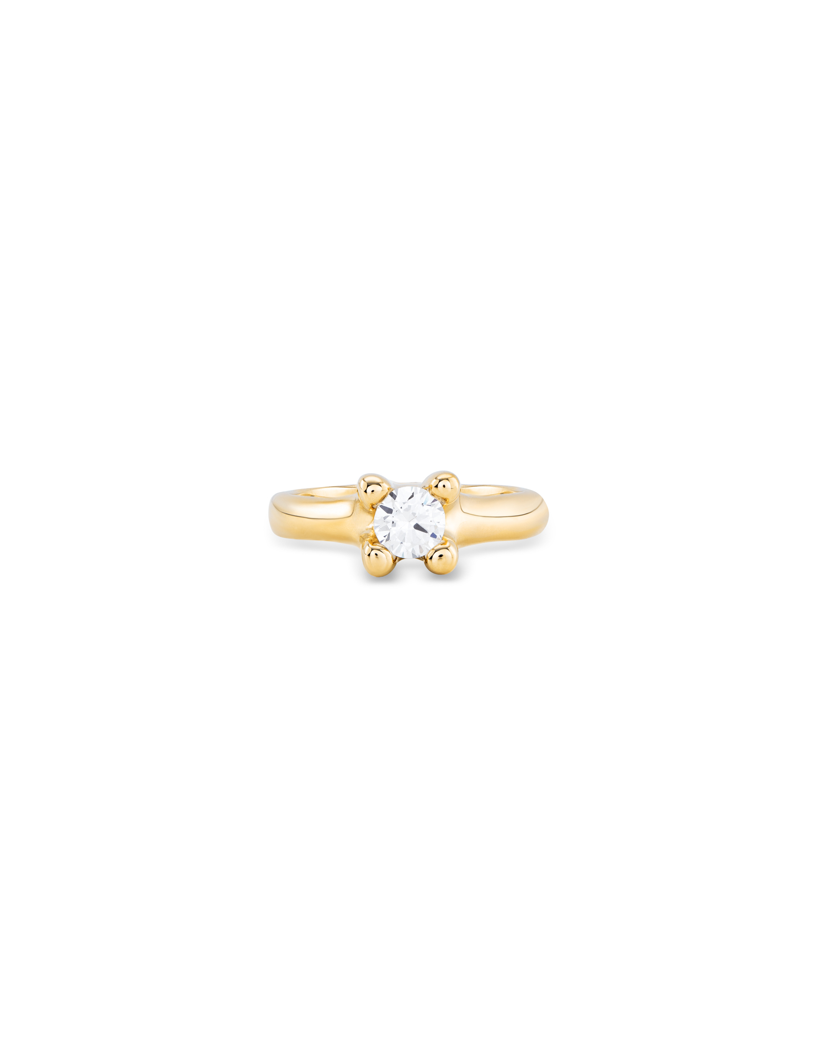 Ring with white cubic zirconia, Golden, large thumbnail