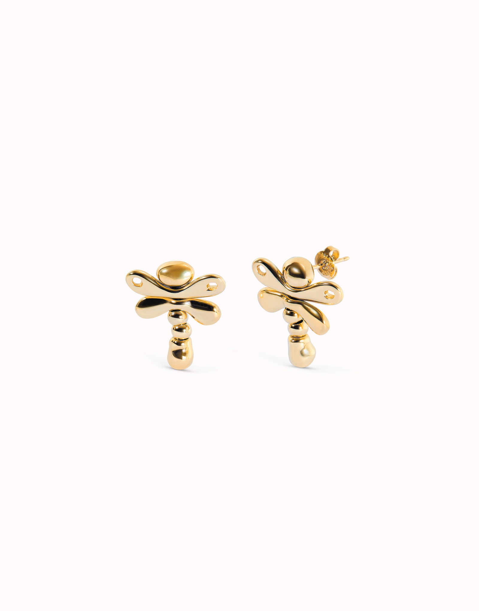 Dragonfly stud earrings, Golden, large thumbnail