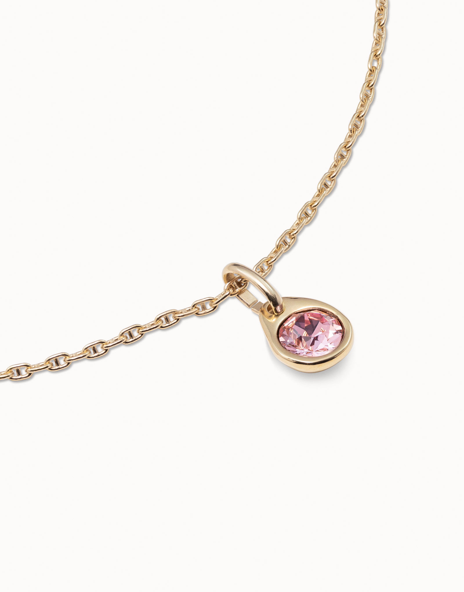 Charme plaqué or avec cristal rose, Or, large thumbnail