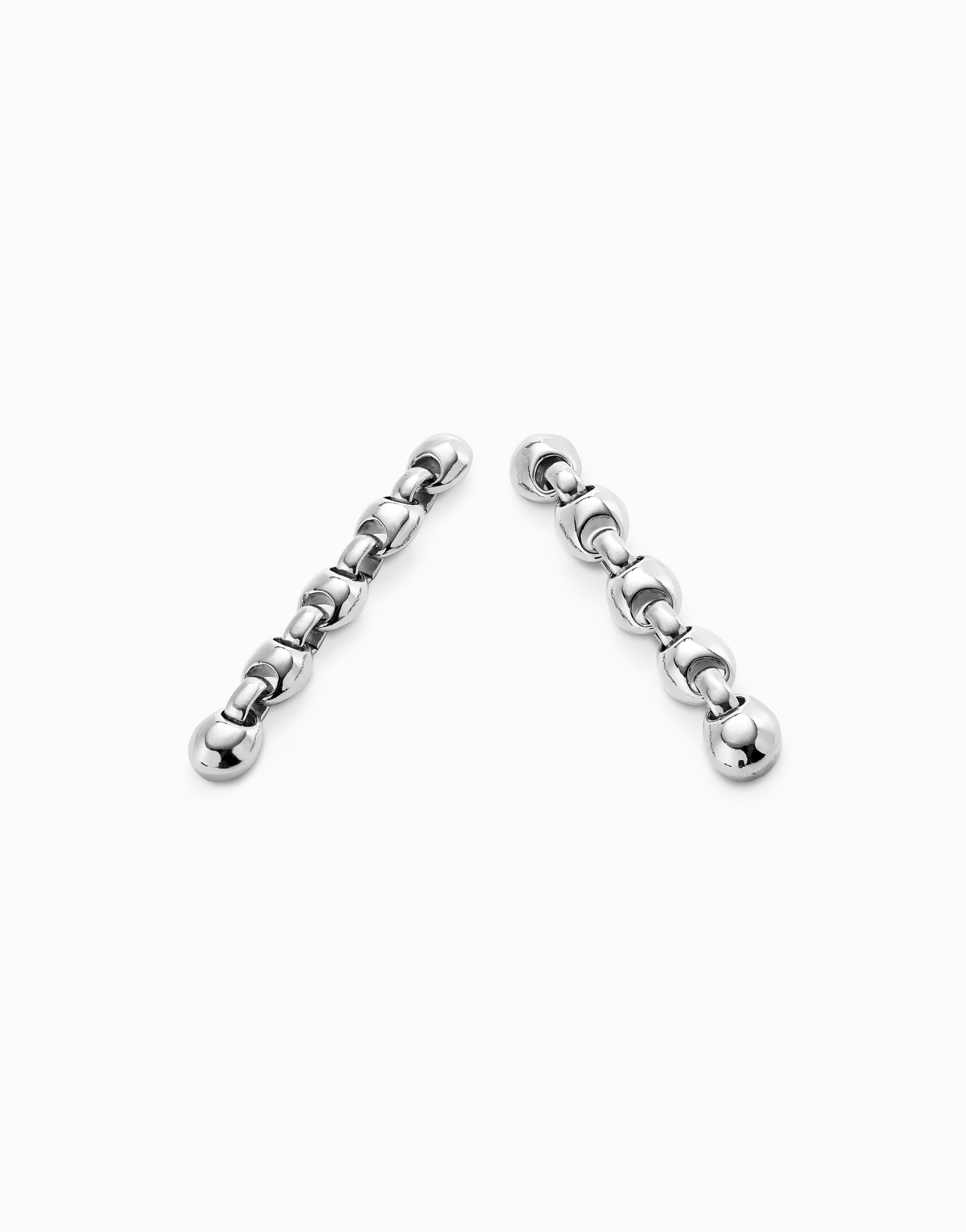 Orecchini lunghi placcati argento Sterling con maglie a forma di sfere, Argent, large thumbnail