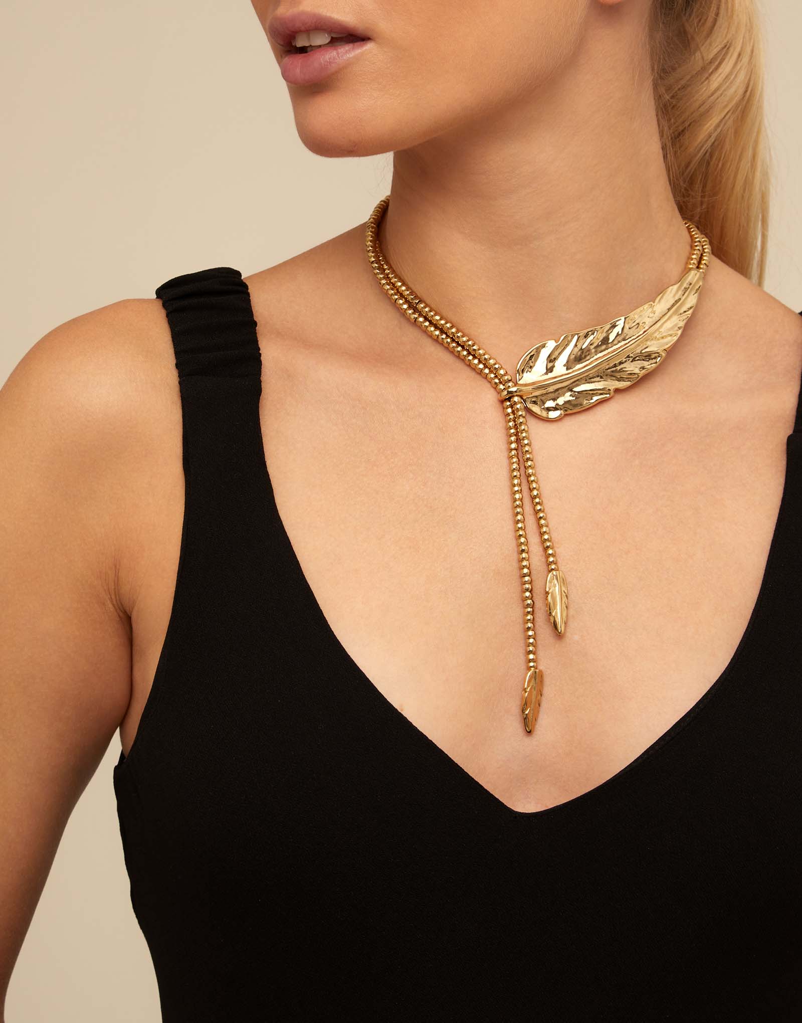Long necklace, Golden, large thumbnail