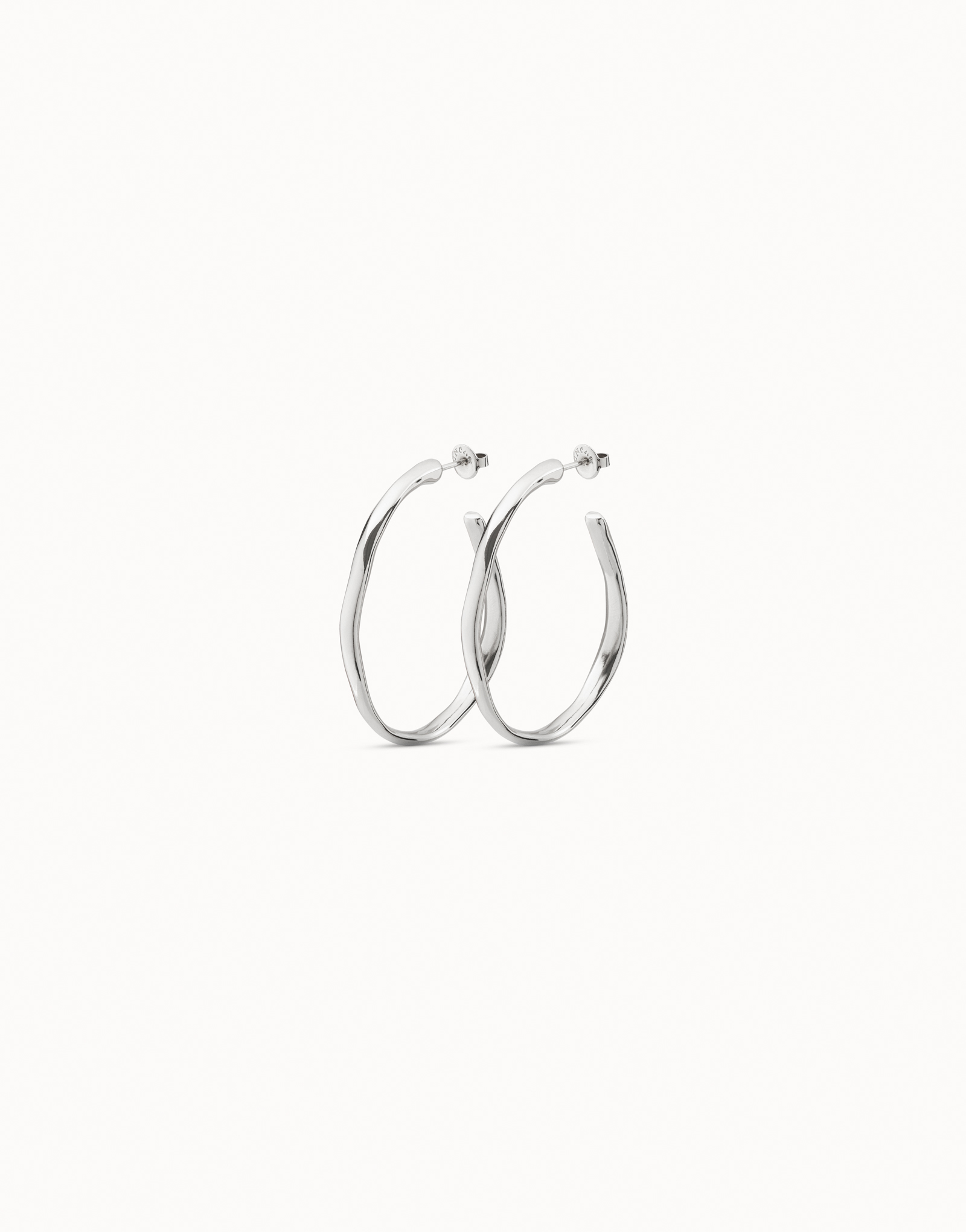 Boucles d’oreilles plaquées argent en forme d’anneau ouvert, Argent, large thumbnail