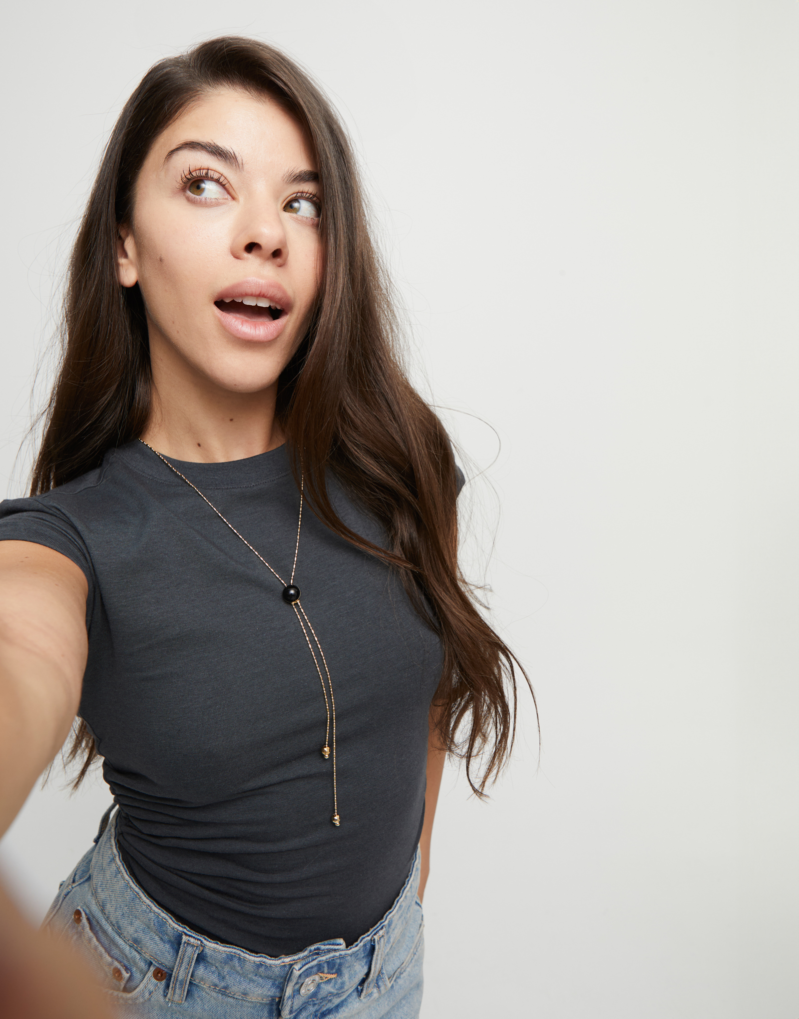 Ciondolo lungo placcato oro 18k con catenina regolabile e cristallo di Murano, Dorado, large thumbnail