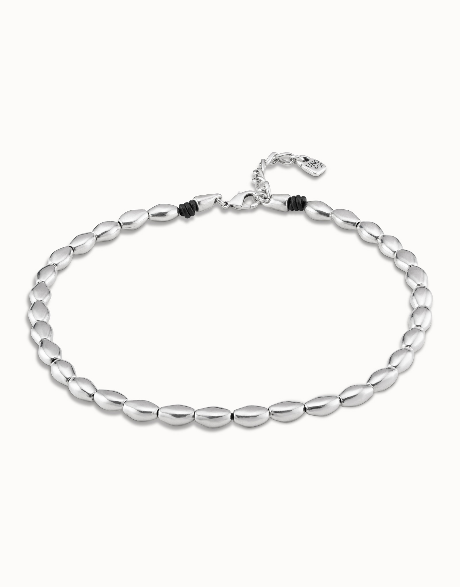Short bead shape link necklace, Silver, large thumbnail