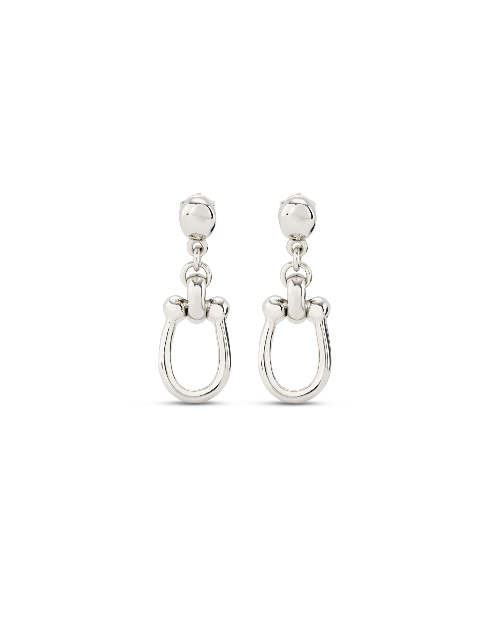 Drop earrings with medium sized link, Silver, large thumbnail