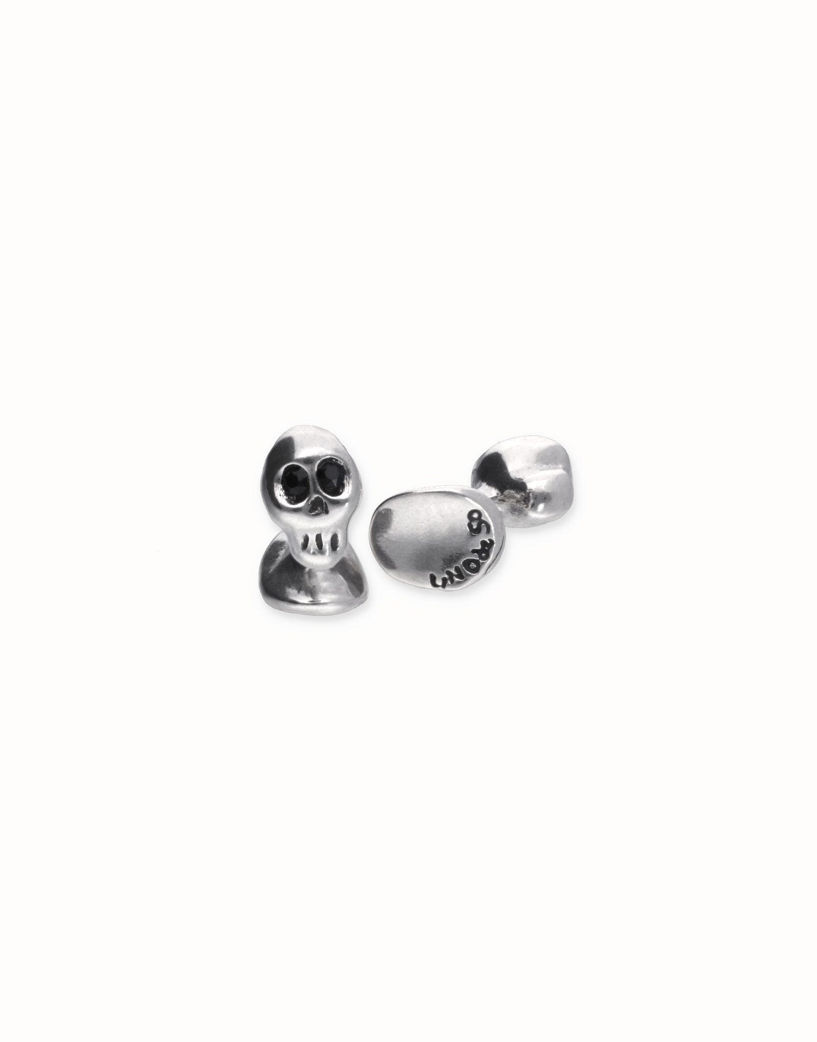 Cufflinks with faceted skull-shaped crystals, Silver, large thumbnail