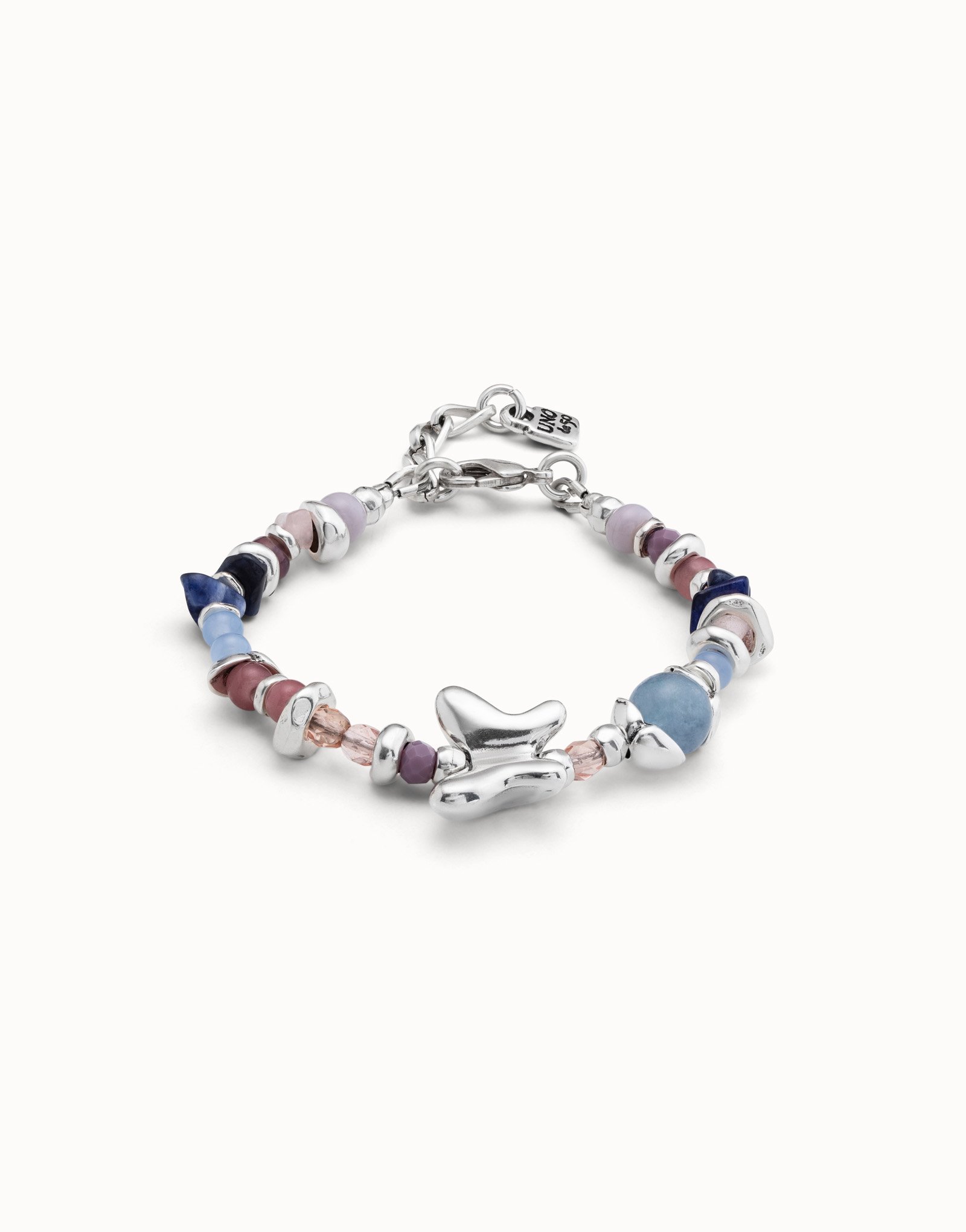 Beaded bracelet with multicolor handmade crystals, Silver, large thumbnail