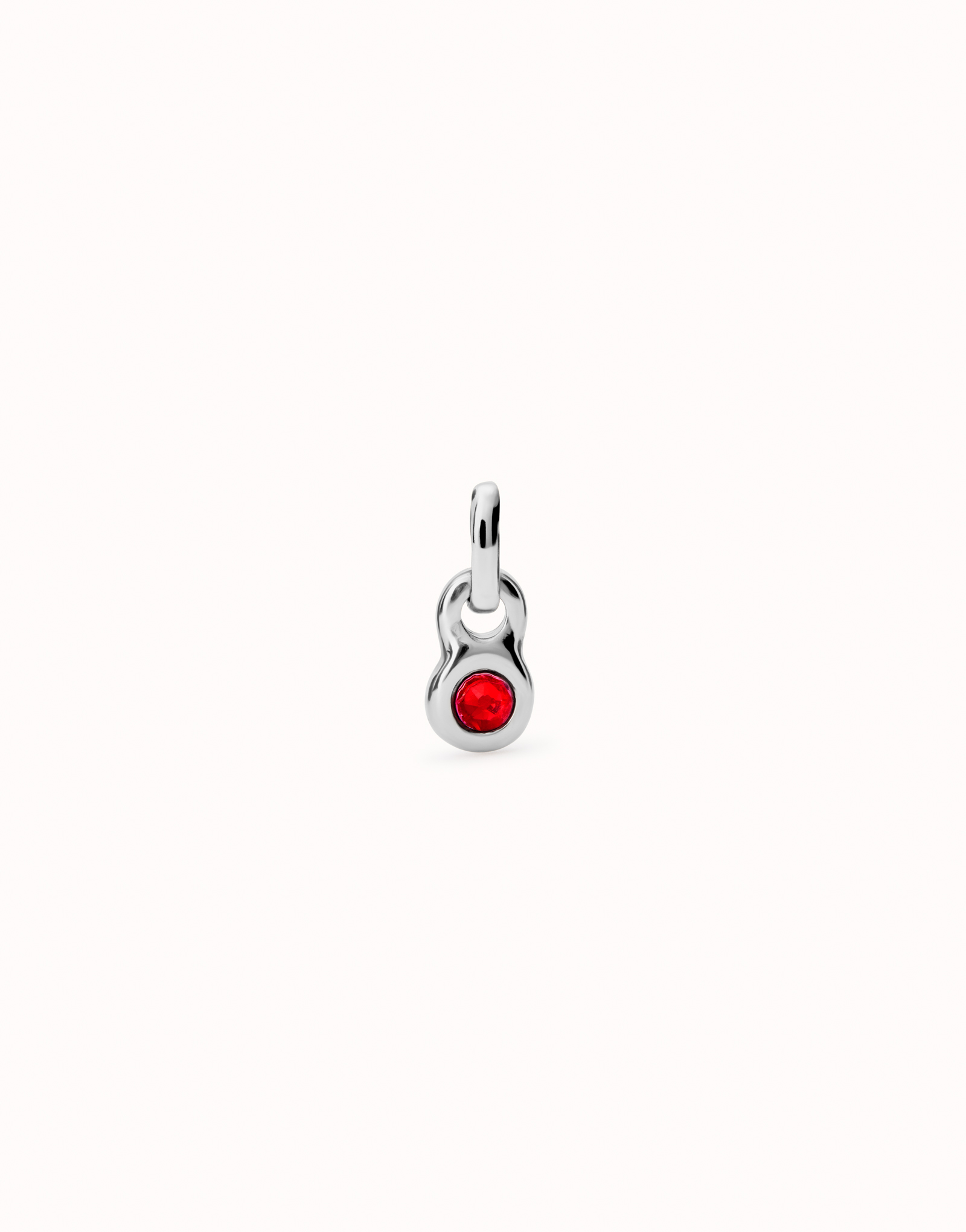 Charm with red crystal, Silver, large thumbnail
