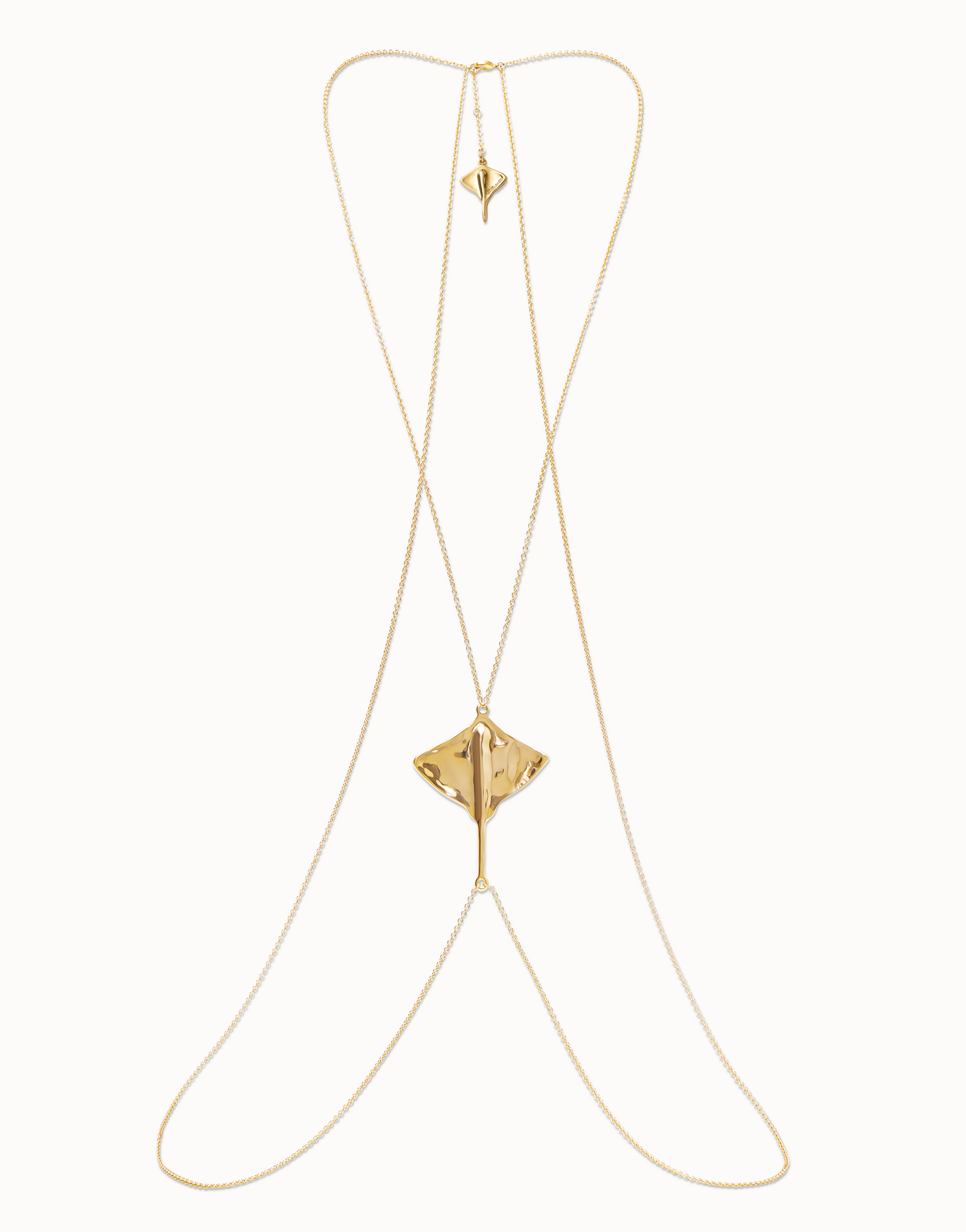 Collier en chaîne pour corps plaquée or 18 carats et raie manta, Or, large thumbnail
