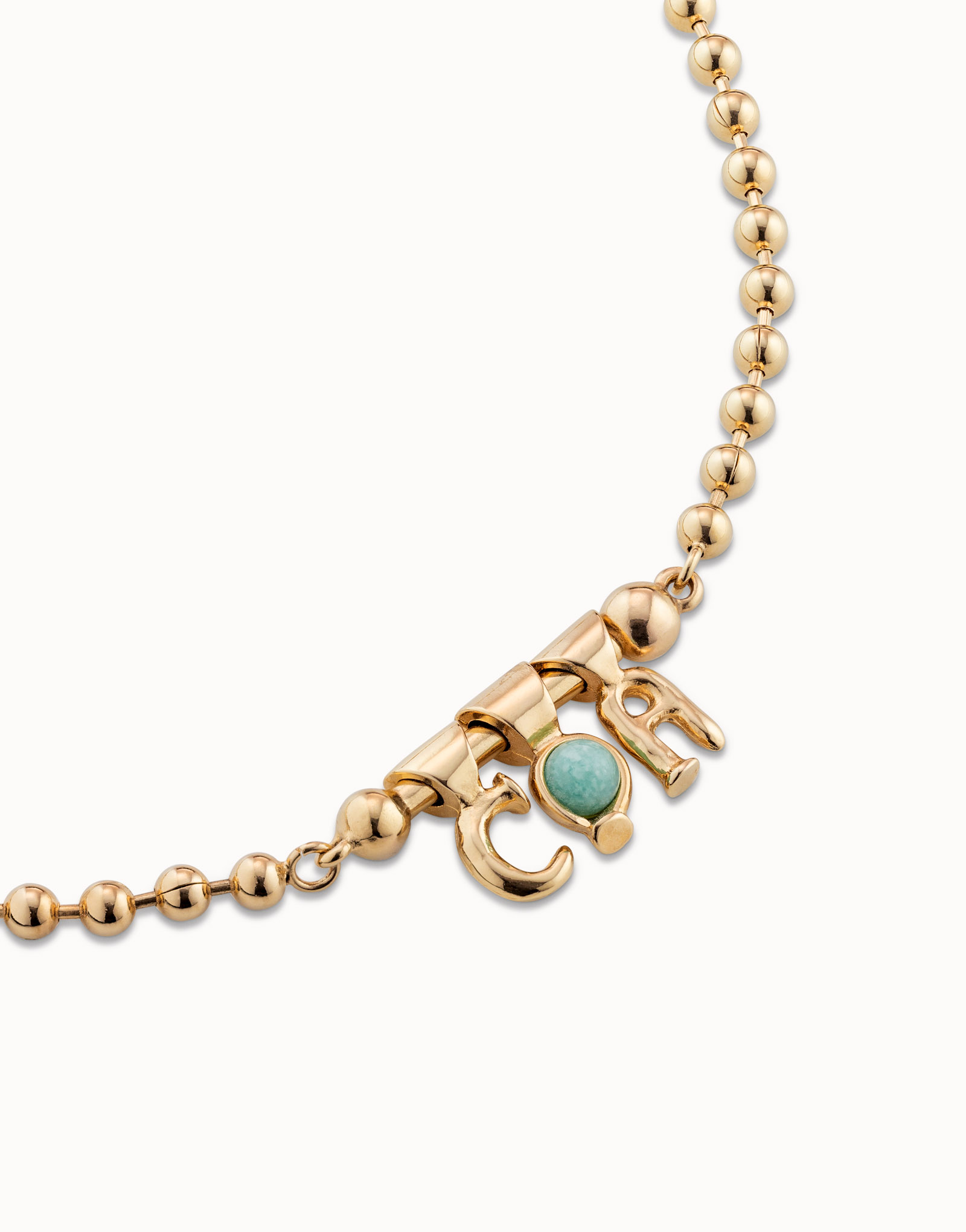 Charm with amazonite stone, Golden, large thumbnail