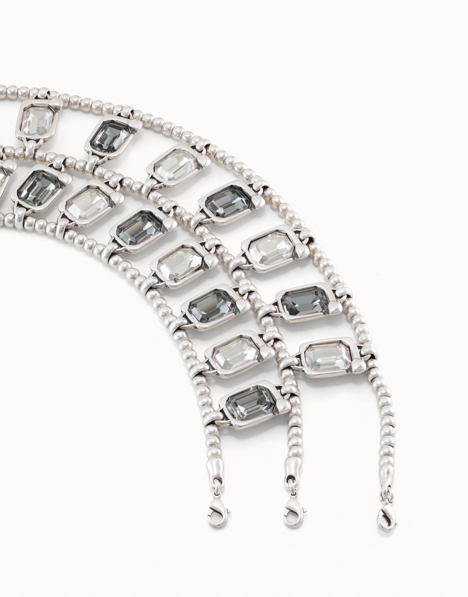 Short necklace with crystals, Silver, large thumbnail