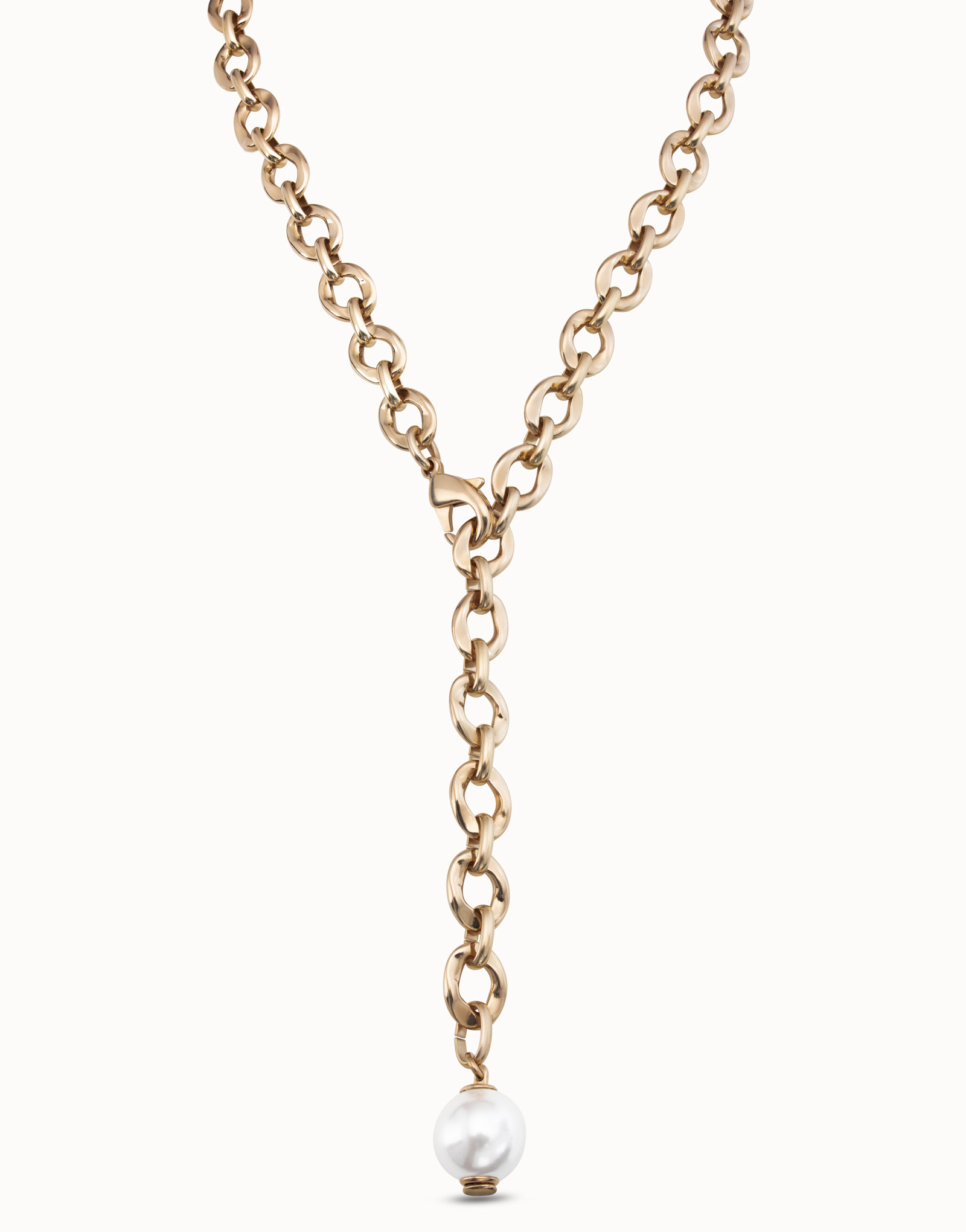 Long adjustable link chain necklace, Golden, large thumbnail