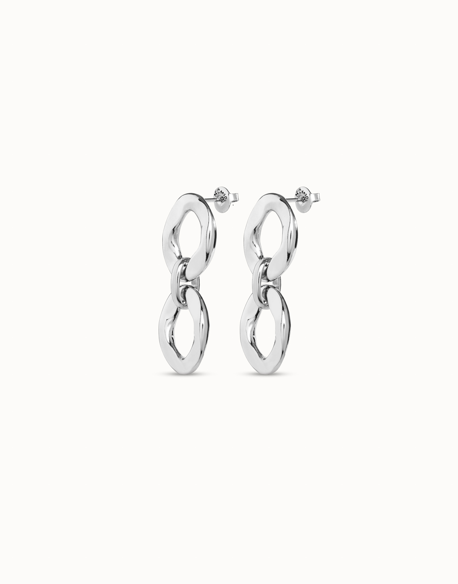 Drop earrings with 2 links, Silver, large thumbnail