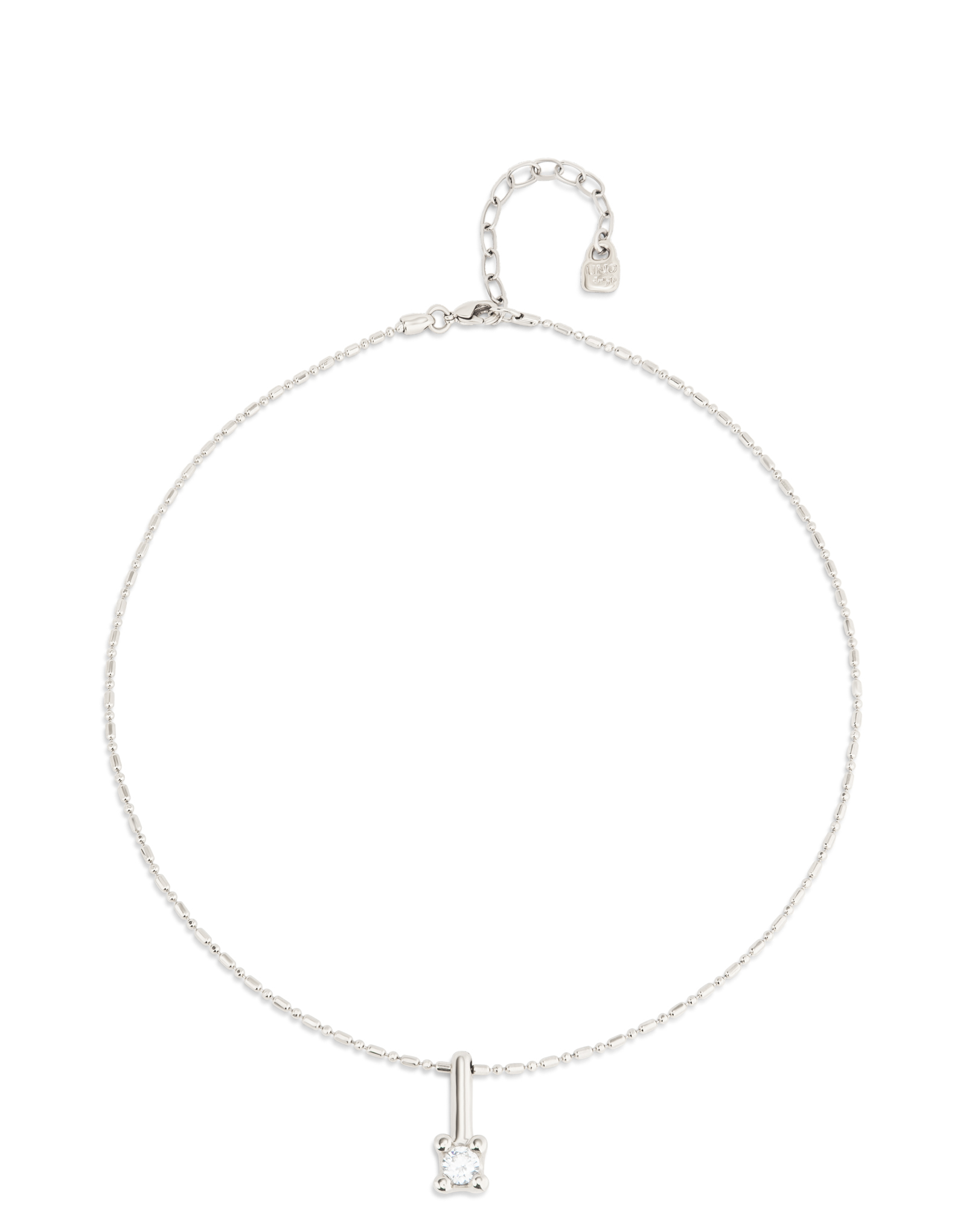 Short chain necklace with white cubic zirconia, Silver, large thumbnail