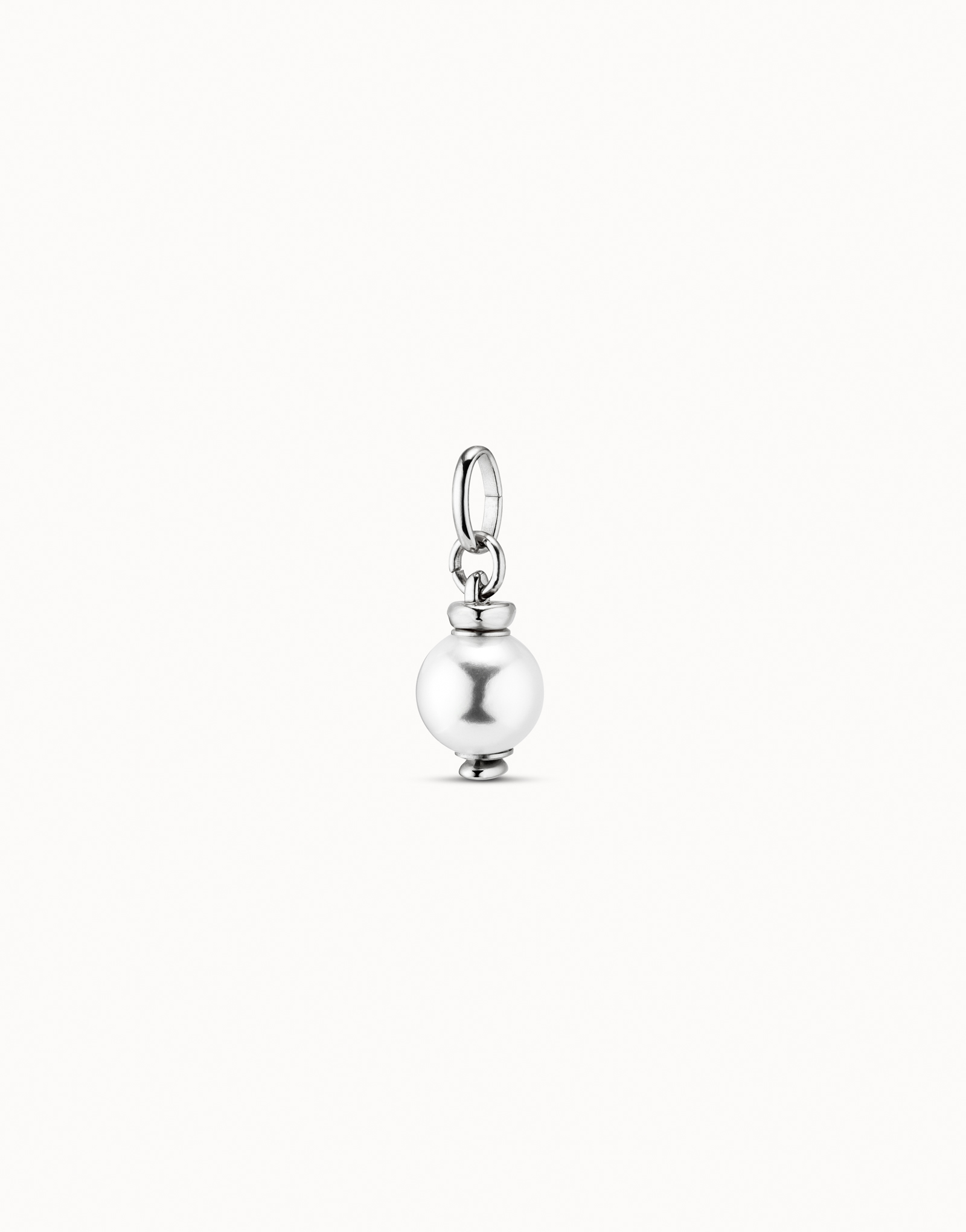 Charm with white pearl, Silver, large thumbnail