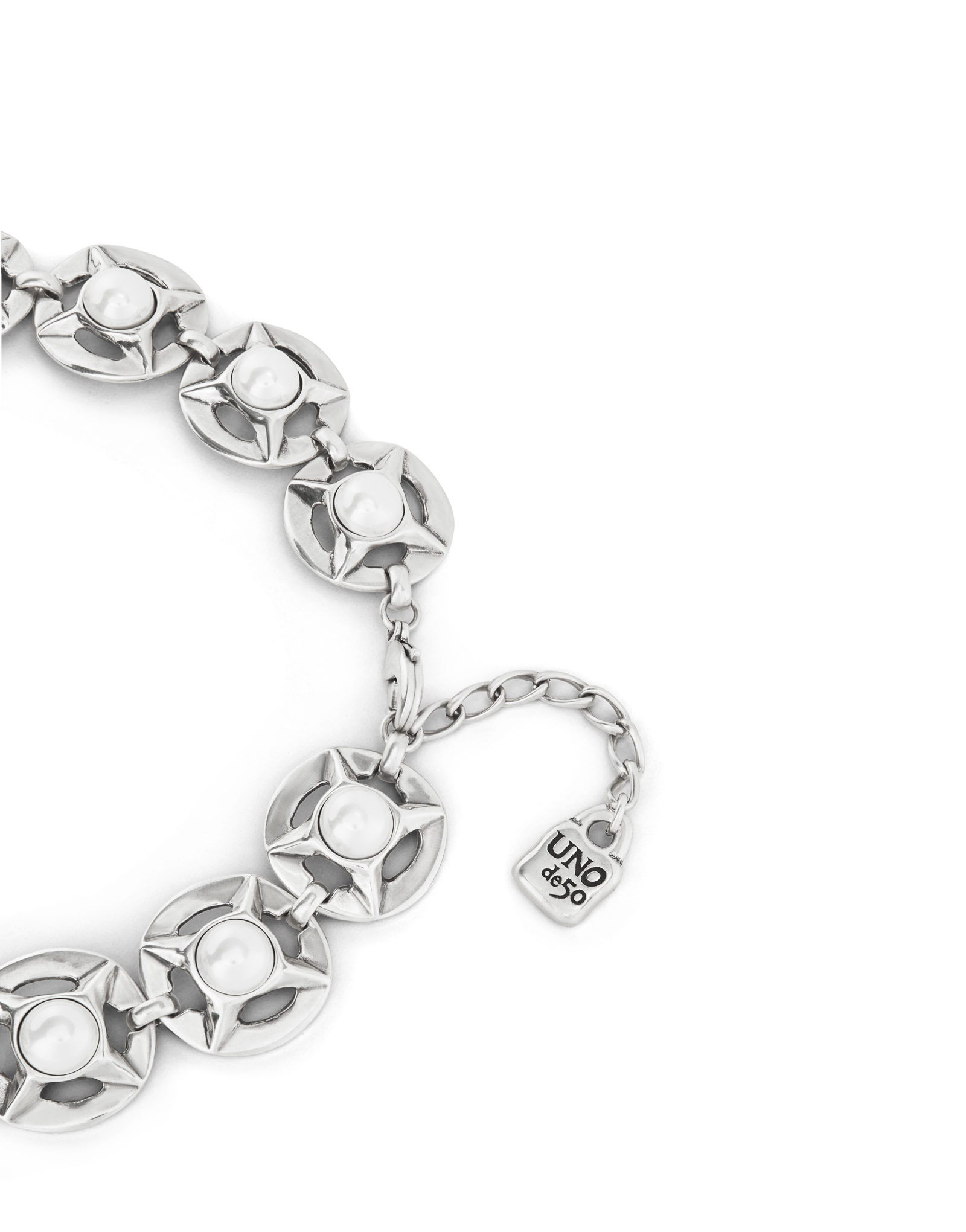 Short necklace with pearls, Silver, large thumbnail