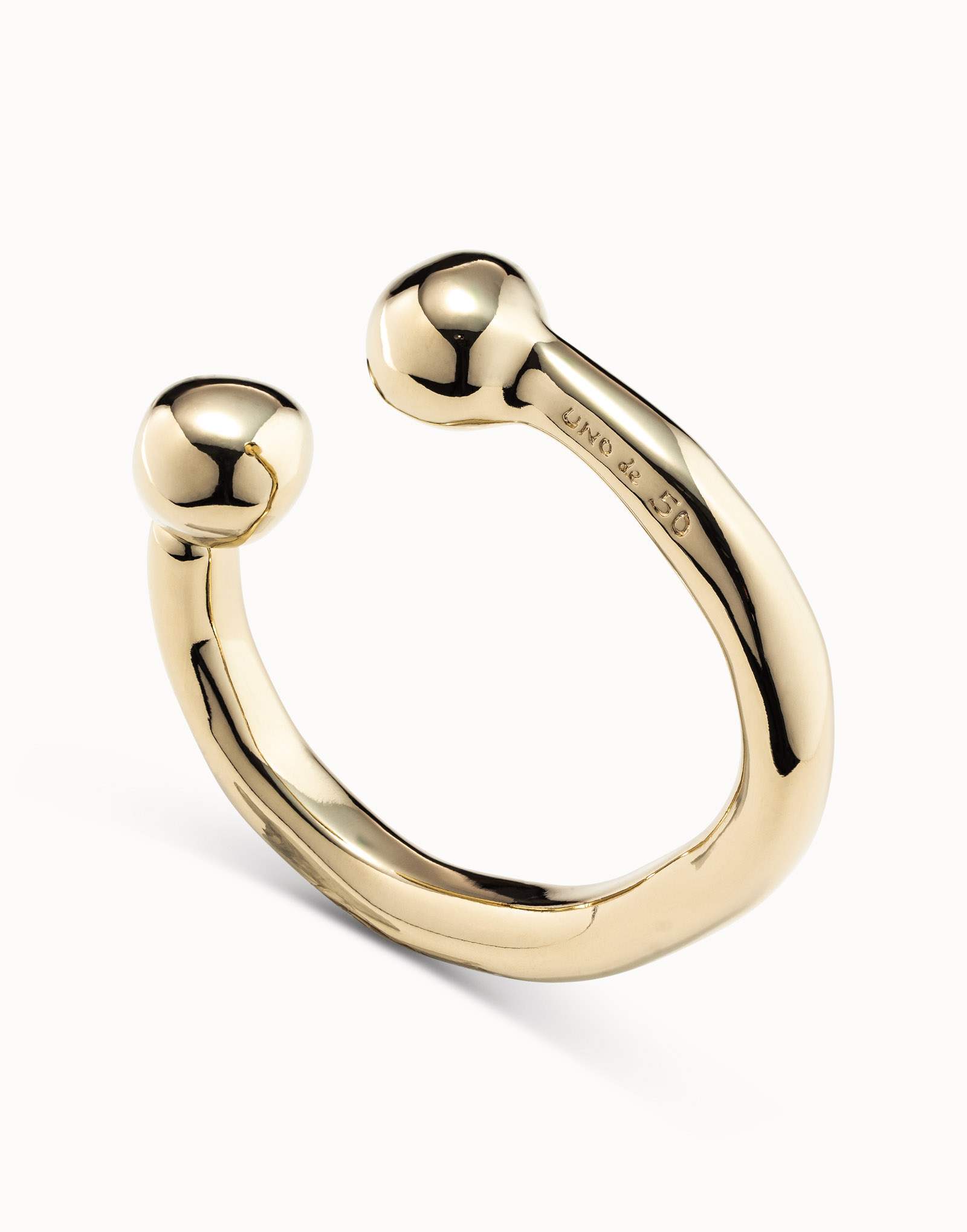 Bangle bracelet with double ball, Golden, large thumbnail