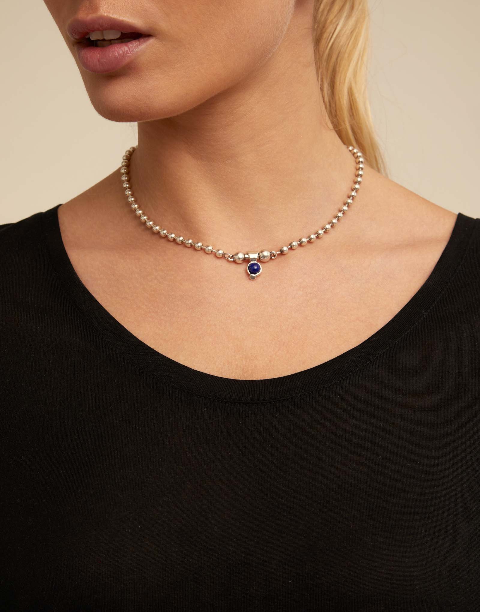 Charm with blue stone, Silver, large thumbnail