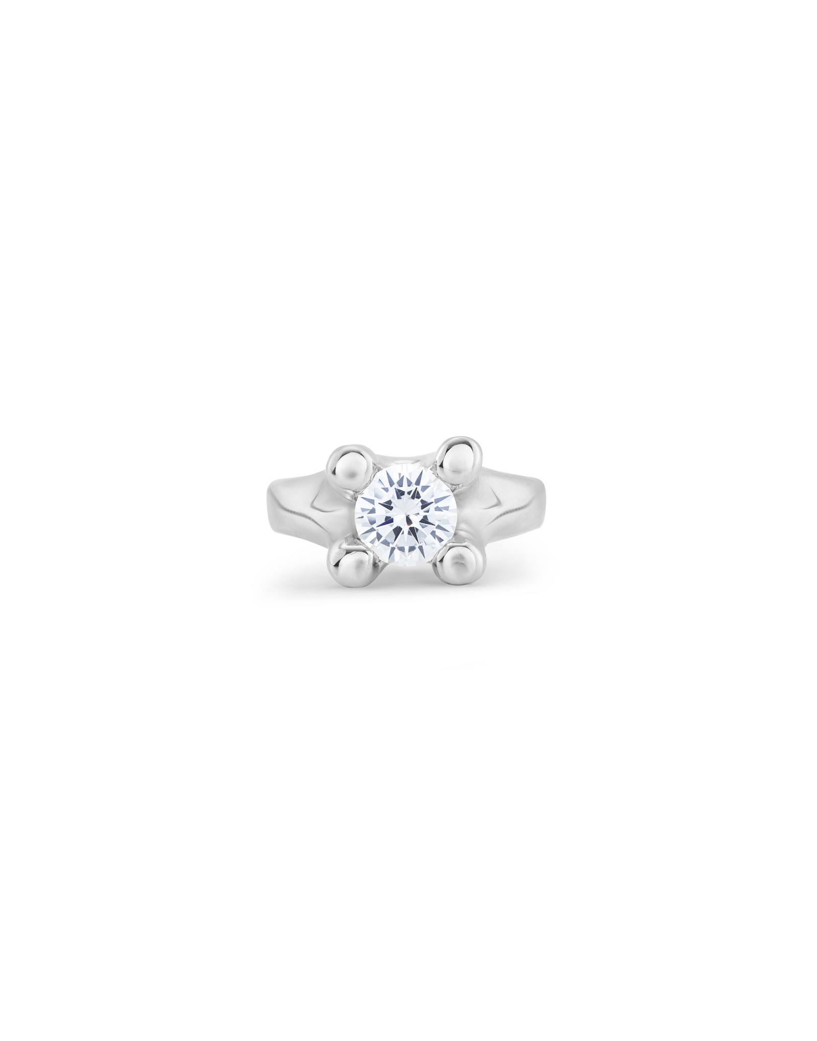 Ring with white cubic zirconia, Silver, large thumbnail