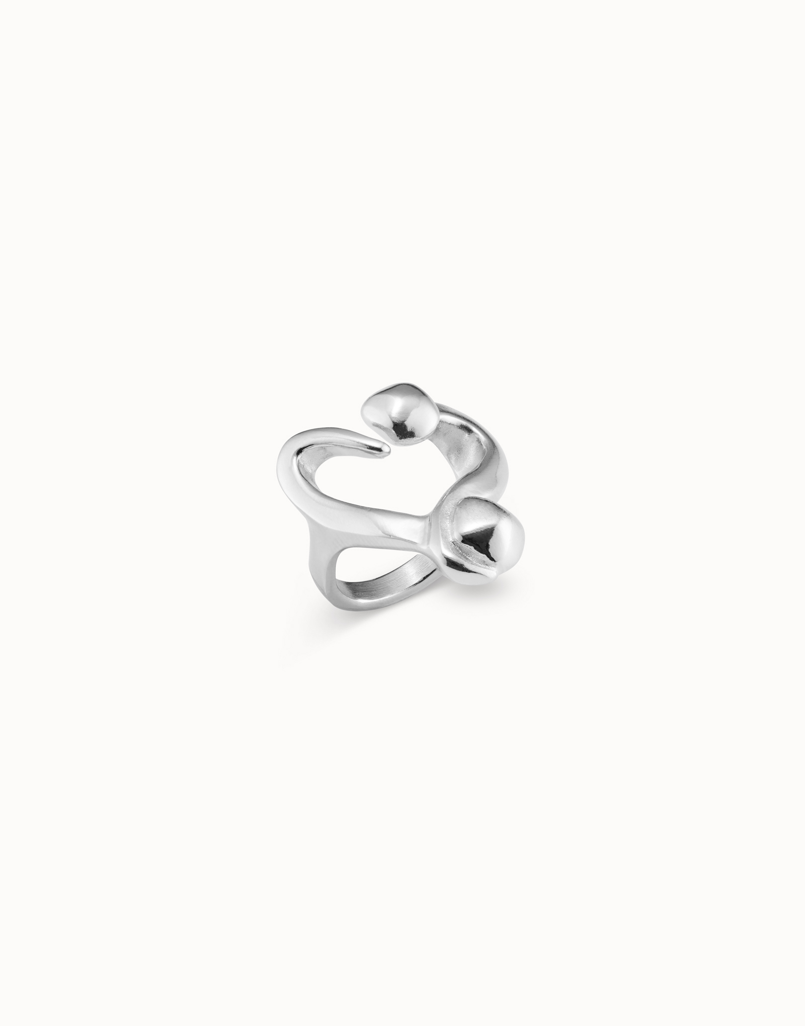 Open ring with a nailed heart, Silver, large thumbnail