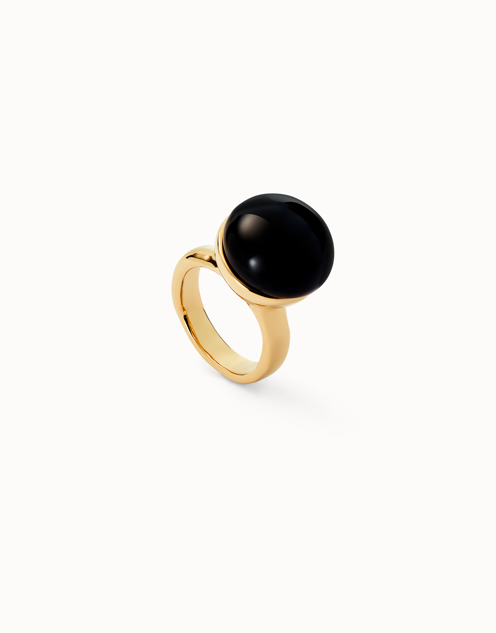 Ring with black murano glass, Golden, large thumbnail