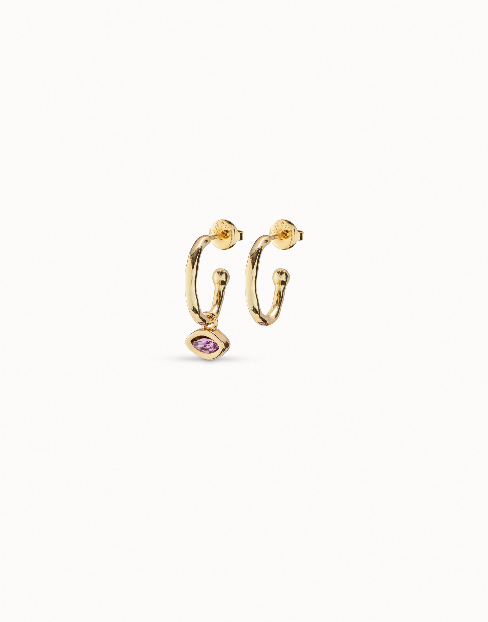 Hoop charm earrings, Golden, large thumbnail