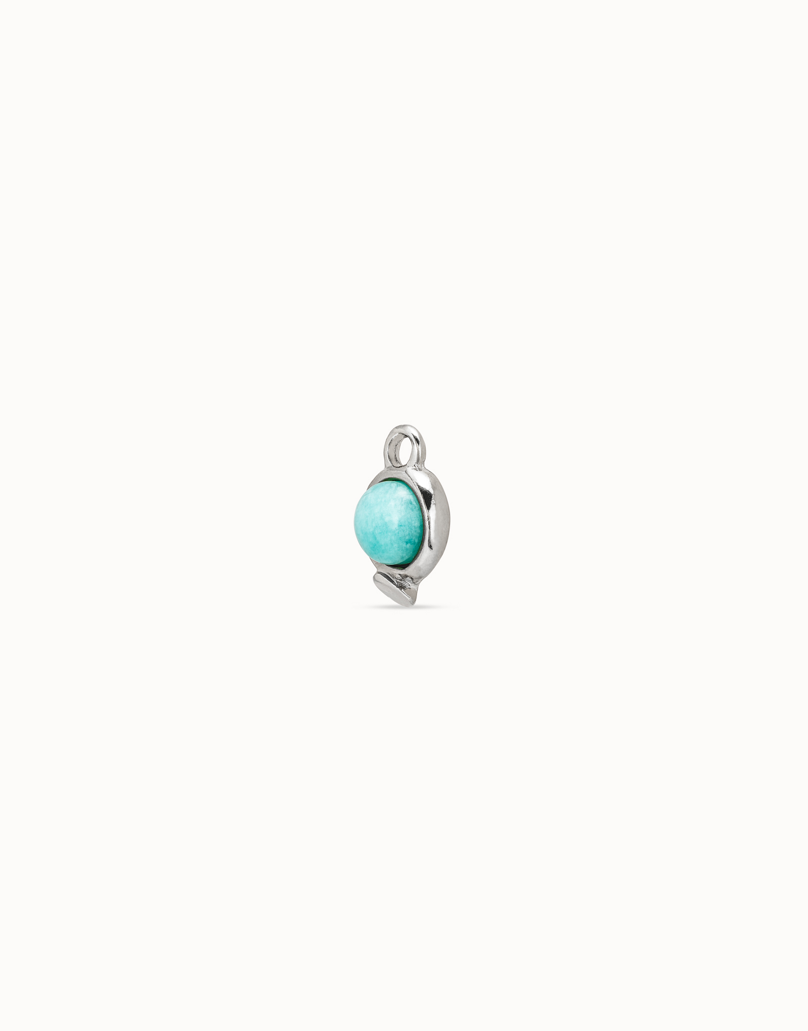 Single Hoop Charm With A Cristal, Silver, large thumbnail
