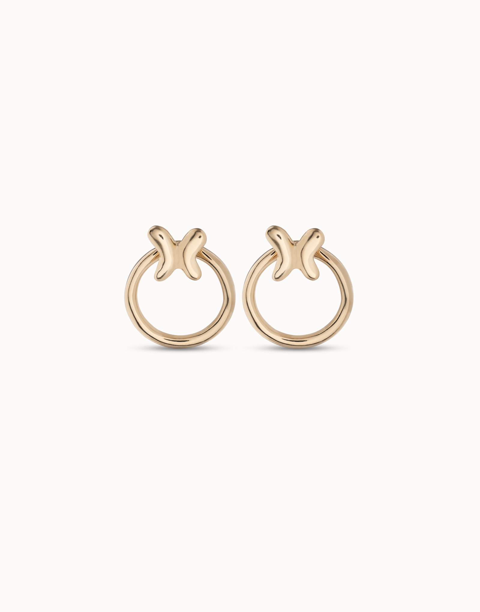 Hoop earrings with butterfly, Golden, large thumbnail
