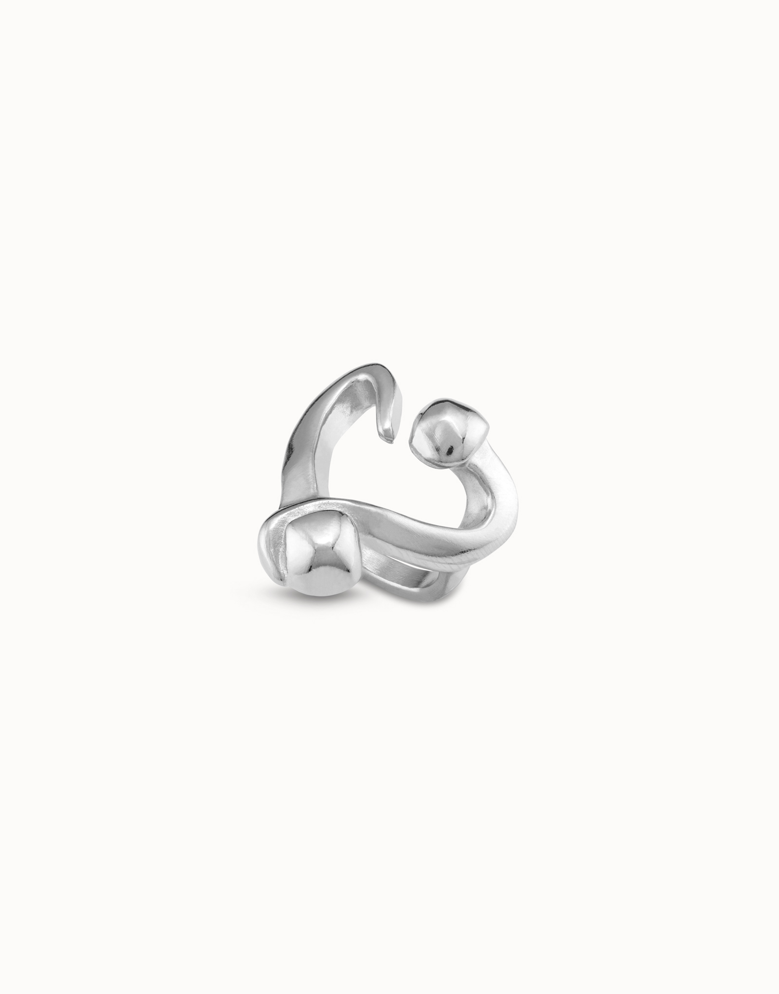 Open ring with a nailed heart, Silver, large thumbnail