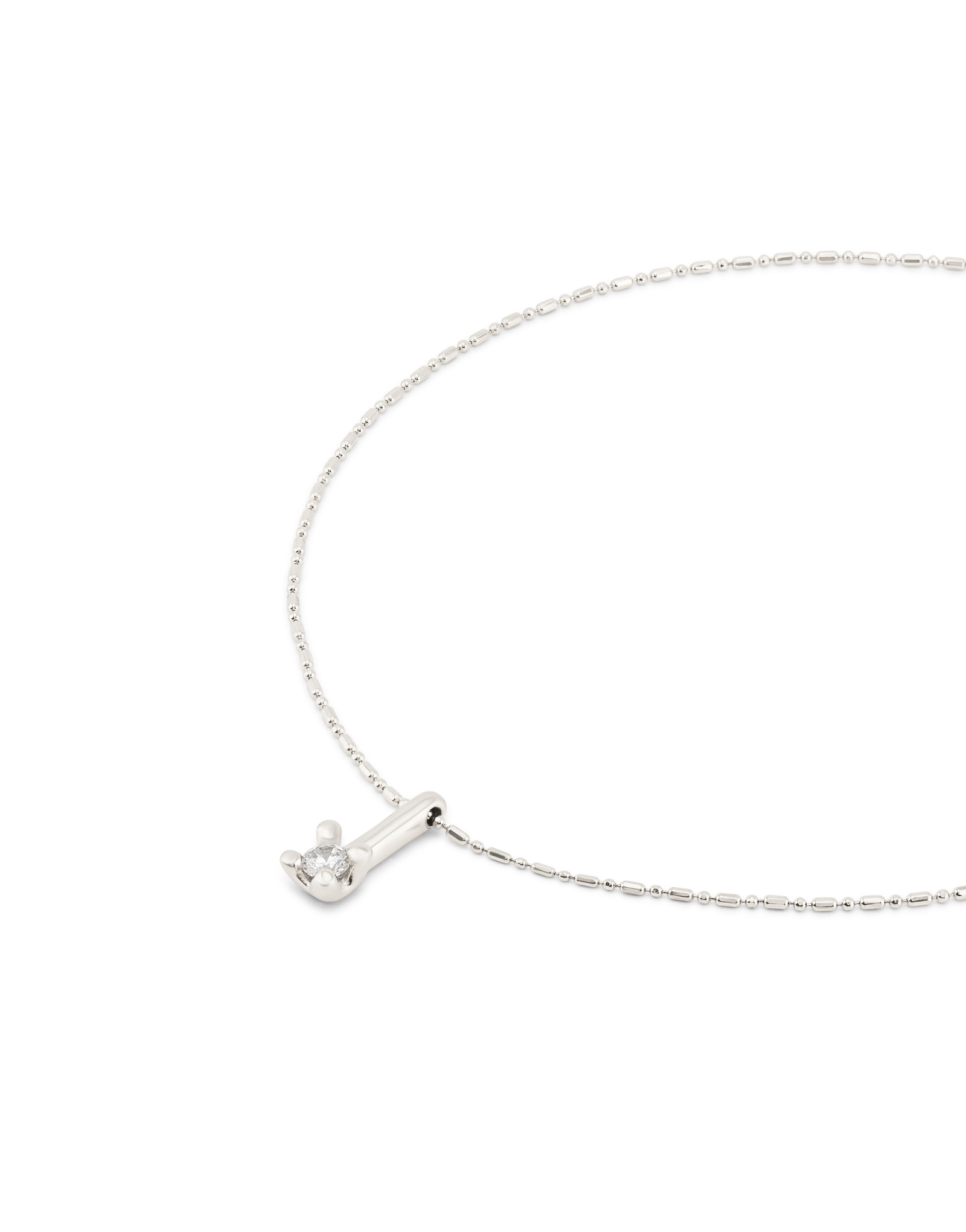Short chain necklace with white cubic zirconia, Silver, large thumbnail