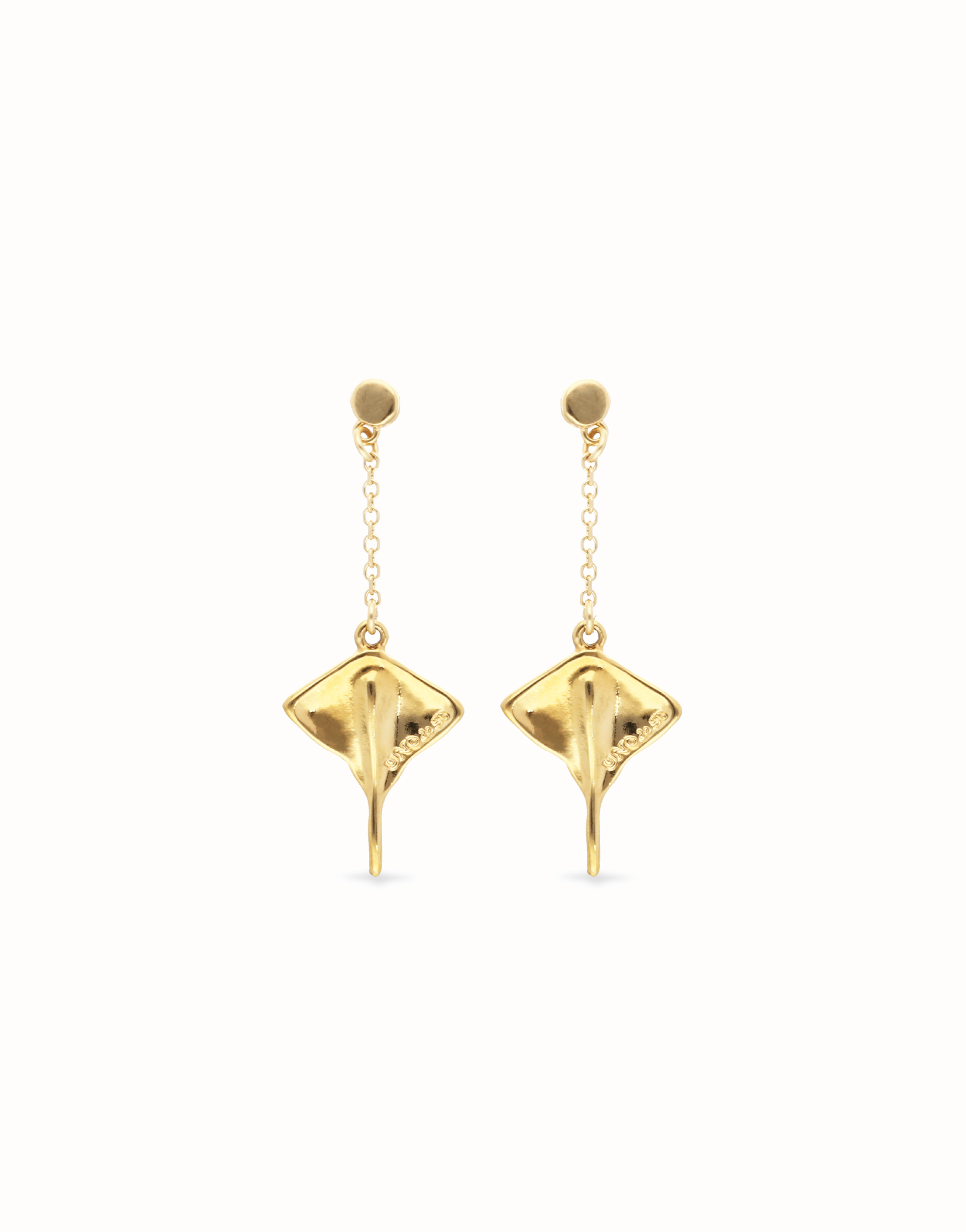 Manta ray-shaped drop earrings, Golden, large thumbnail