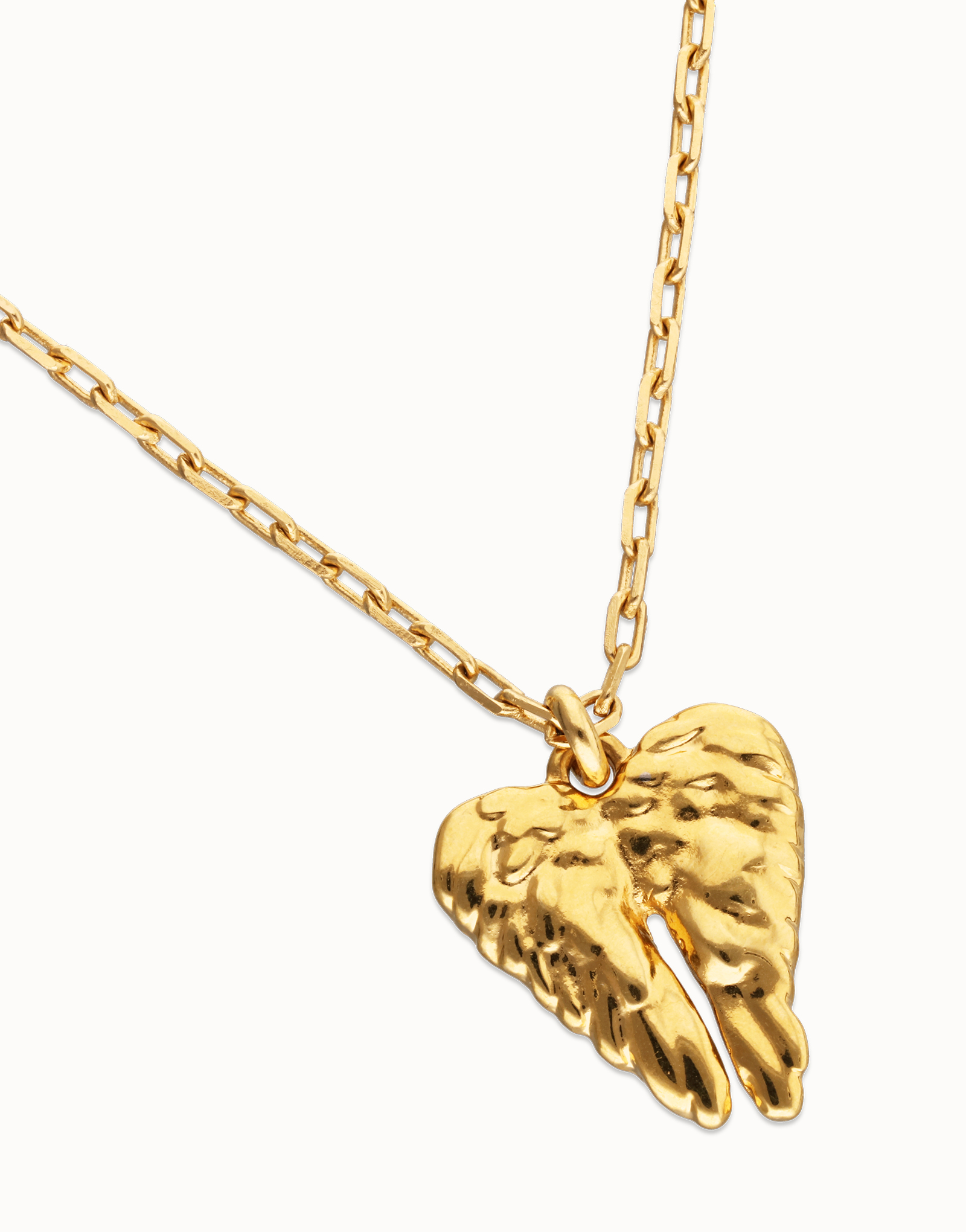 Short necklace with wing detail, Golden, large thumbnail