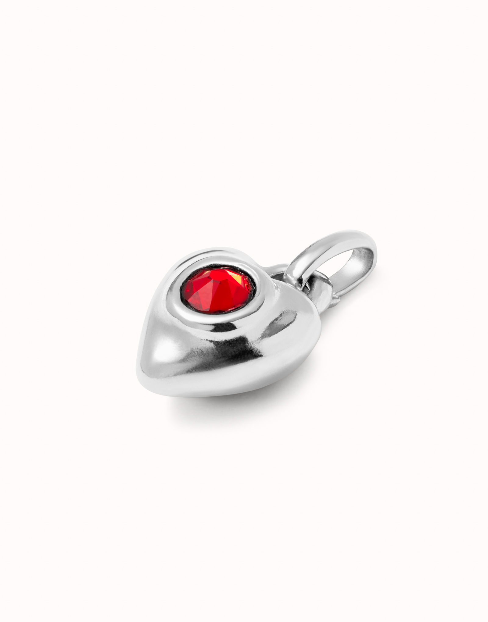 Charm with red crystal, Silver, large thumbnail