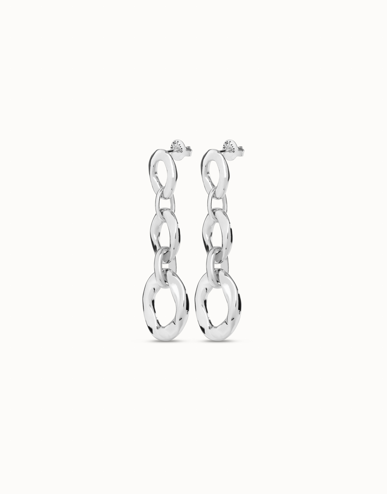 Drop earrings with 3 links, Silver, large thumbnail