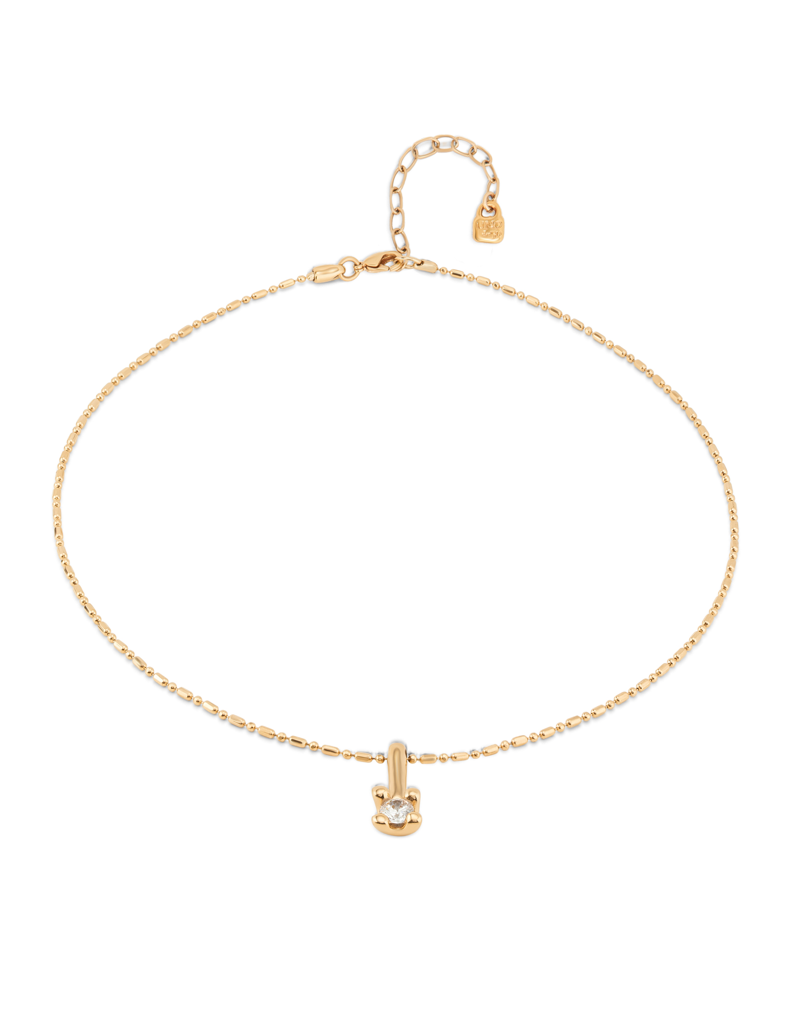 Short chain necklace with white cubic zirconia, Golden, large thumbnail