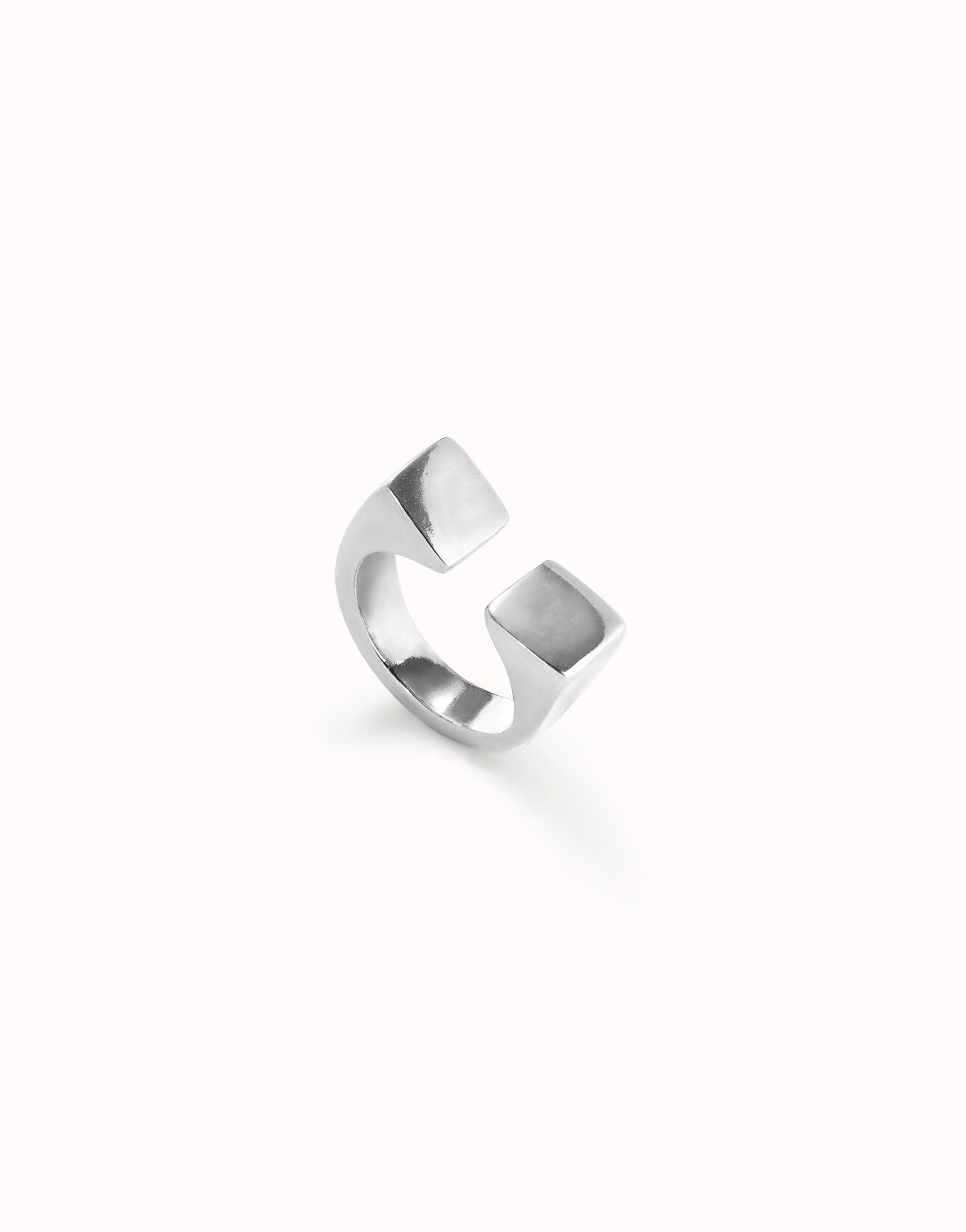 Square shape open ring, Silver, large thumbnail