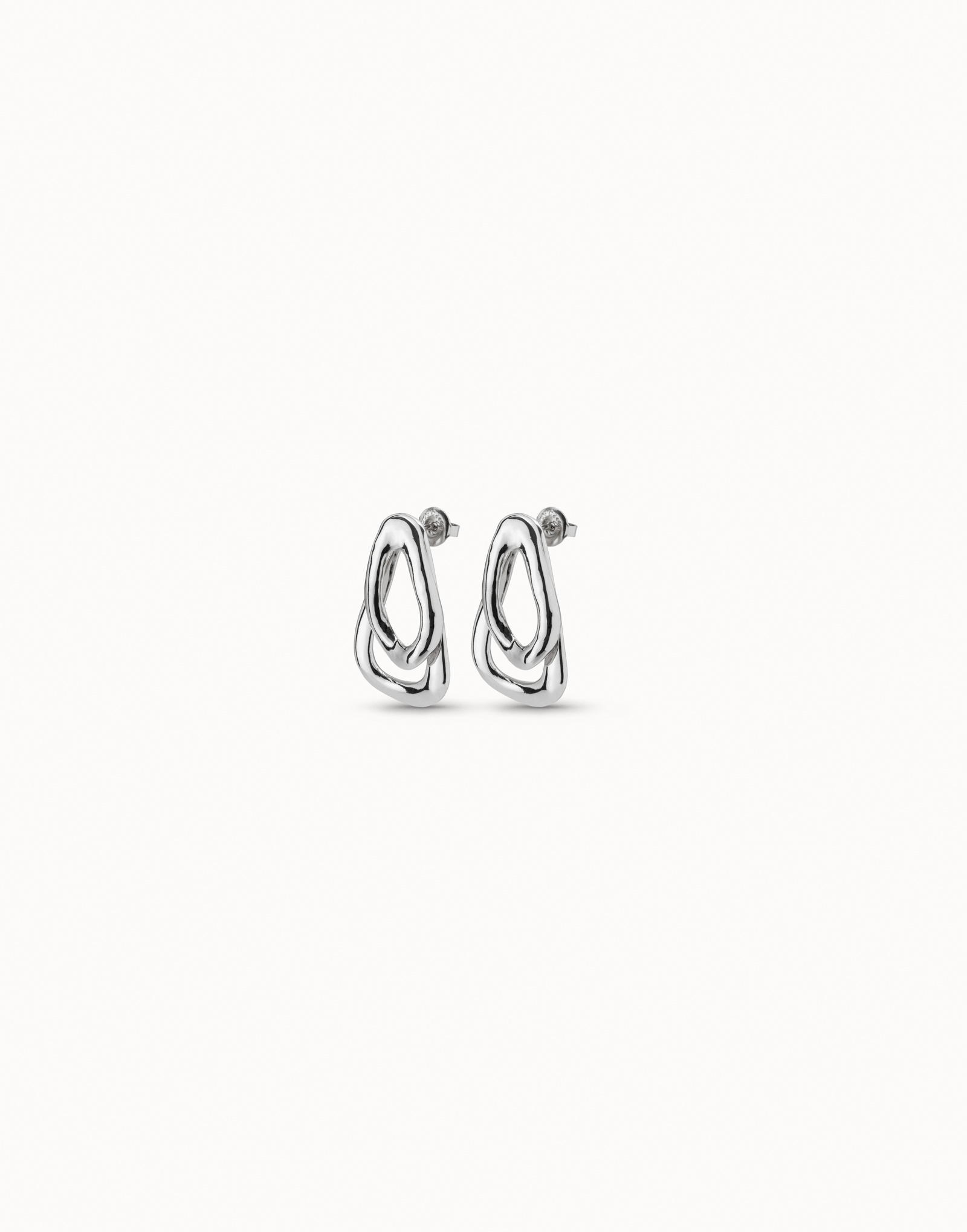 Earrings with 2 overlapping links, Silver, large thumbnail