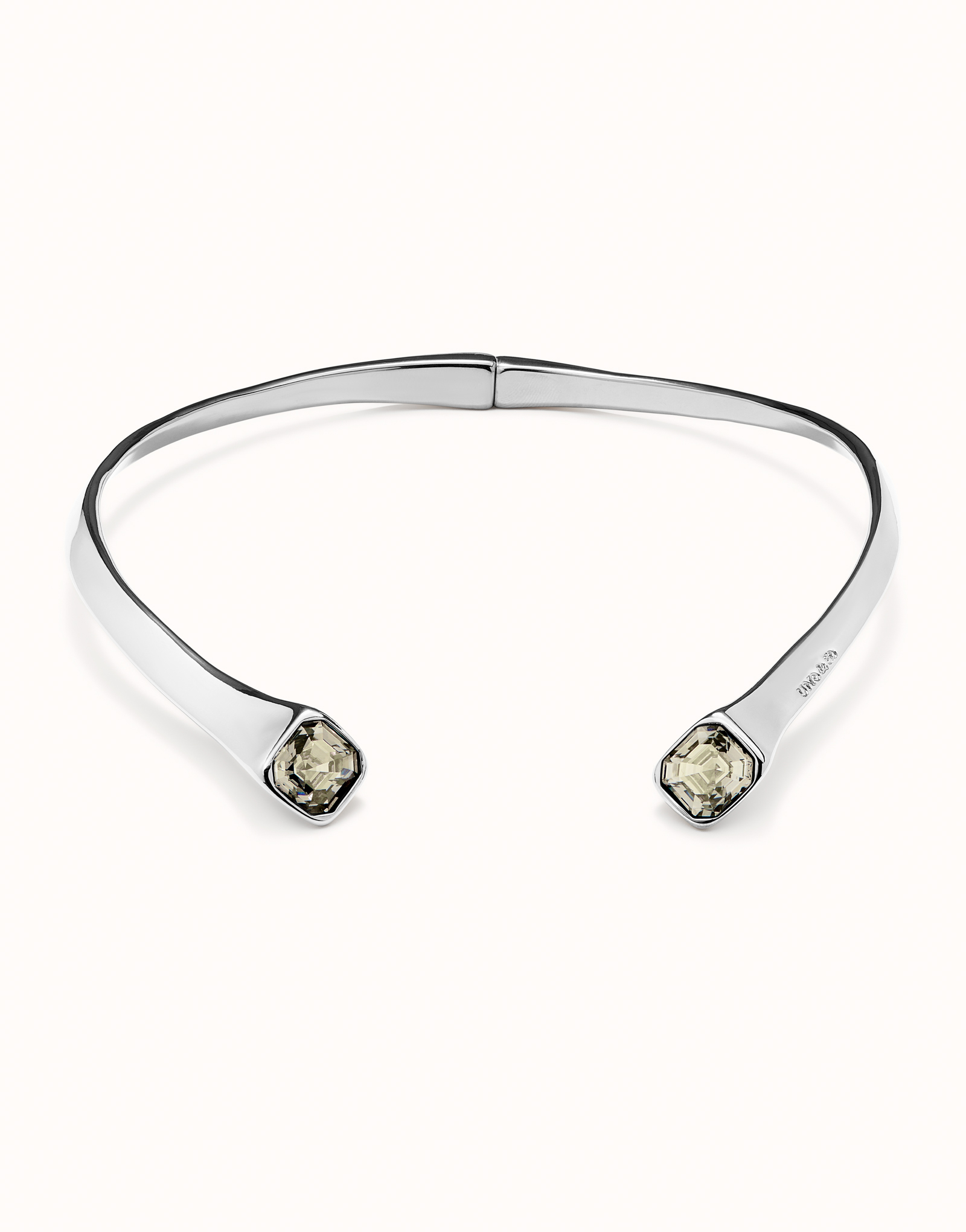 Necklace with white crystal, Silver, large thumbnail